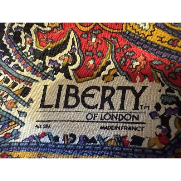 Liberty London Silk Twill Red Brown Cream Paisley Floral Scarf 68.5 x 11 - Picture 7 of 8